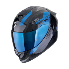 Moto přilba SCORPION EXO-1400 EVO II CARBON AIR PLATTED černo/modrá