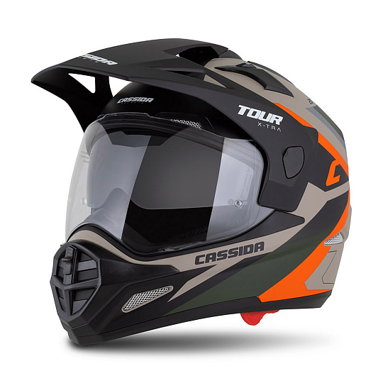 přilba Tour 2.0 X-tra, CASSIDA (písková matná/oranžová/zelená/černá, plexi s přípravou pro Pinlock) 2026 přilba Tour 2.0 X-tra, CASSIDA (písková matná/oranžová/zelená/černá, plexi s přípravou pro Pinlock) 2026