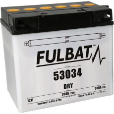 baterie 12V, 53034, 30Ah, 300A, levá, konvenční 186x130x171, FULBAT (vč. balení elektrolytu)