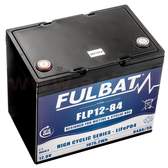lithiová baterie  LiFePO4  FLP12-84 FULBAT 12,8V, 84Ah, 1075Wh, hmotnost 10,5 kg, 260x169x218