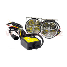 přídavná světla LED pro denní svícení 12 V, 4x SMD v každém světle, kulatá - průměr 70 mm sada vč. kabeláže