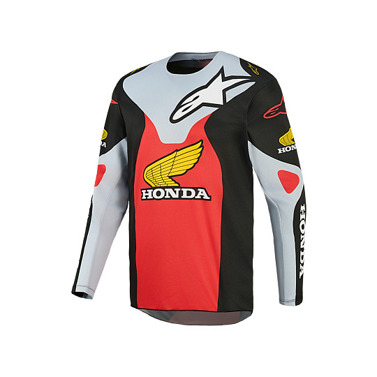 dres RACER VEIL HONDA kolekce, ALPINESTARS (černá/šedá/červená/žlutá) 2026 dres RACER VEIL HONDA kolekce, ALPINESTARS (černá/šedá/červená/žlutá) 2026