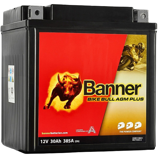 baterie AGM PLUS 12V, BGTX30-3, 30Ah, 385A, BANNER Bike Bull AGM PLUS 167x126x174