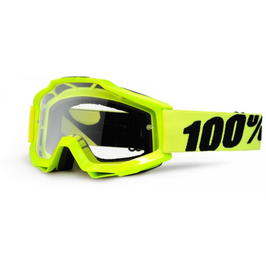 100% brýle motokrosové Accuri Fluo Yellow - čirá skla