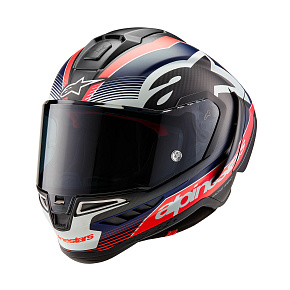 přilba SUPERTECH R10 TEAM, ALPINESTARS (matný karbon/červená fluo/modrá/bílá) 2026 přilba SUPERTECH R10 TEAM, ALPINESTARS (matný karbon/červená fluo/modrá/bílá) 2026