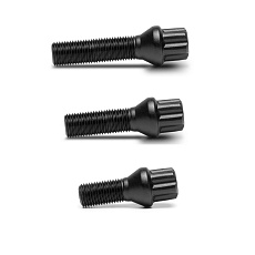TPi Round Series kolový šroub, kuželová dosedací plocha, kytičkový tvar hlavy (17 mm), závit 14x1,25, saténová černá
