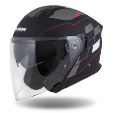 přilba Jet Tech RoxoR, CASSIDA (černá matná/bílá/červená/šedá) přilba Jet Tech RoxoR, CASSIDA (černá matná/bílá/červená/šedá)