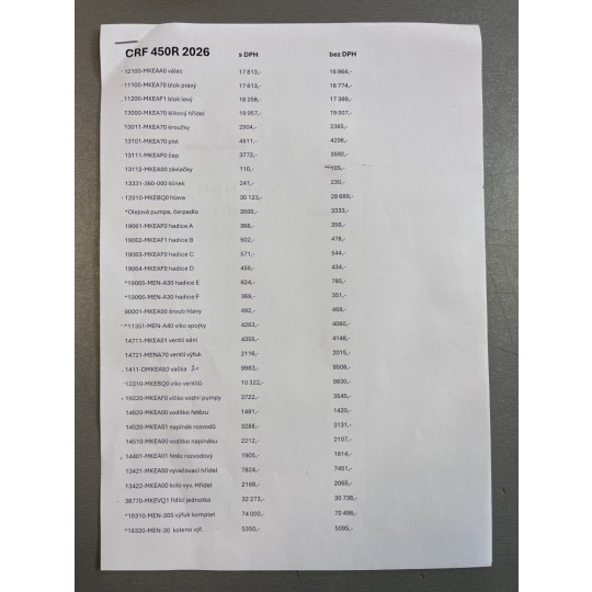 Originální náhradní díly Honda Redmoto CRF 450R 23-26