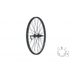 KELLYS Zapletené kolo zadní KLS WASPER CASSETTE V-brake R, 24", black