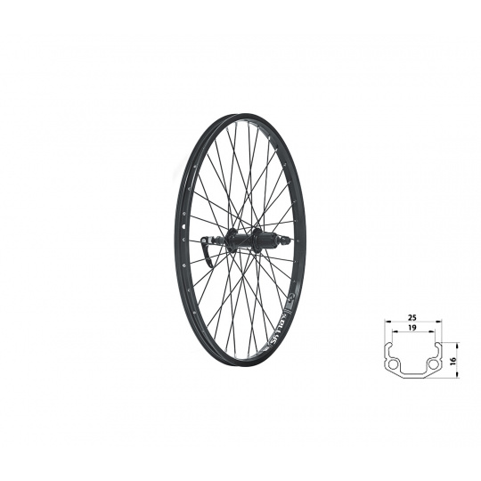 KELLYS Zapletené kolo zadní KLS WASPER CASSETTE V-brake R, 24", black