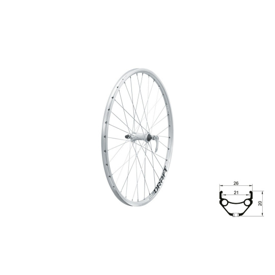 KELLYS Zapletené kolo přední KLS DRAFT V-brake F, 26", silver KELLYS Zapletené kolo přední KLS DRAFT V-brake F, 26", silver