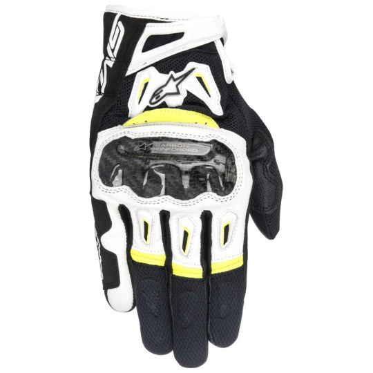 rukavice SMX-2 AIR CARBON, ALPINESTARS (černé/bílé/žluté fluo) 2025