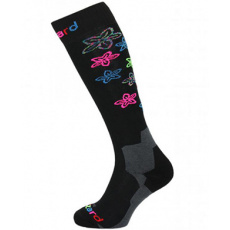 lyžařské ponožky BLIZZARD Viva Flowers ski socks, black/flowers junior