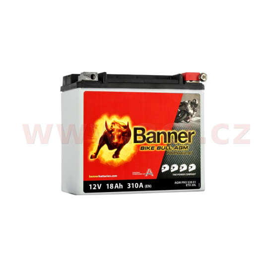 baterie 12V, YTX20HL-BS, 18Ah, 310A, BANNER Bike Bull AGM PRO 175x88x155