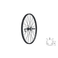 KELLYS Zapletené kolo zadní KLS WASPER FREEWHEEL V-brake R, 24", black KELLYS Zapletené kolo zadní KLS WASPER FREEWHEEL V-brake R, 24", black