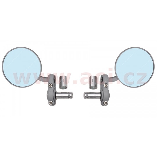zpětné zrcátko univerzální do konců řidítek pro vnitřní průměr 13 mm, OXFORD (stříbrné, průměr zrcátka 68 mm, pár)