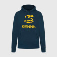 Fanouškovská mikina s kapucí Ayrton Senna tmavě modrá - M