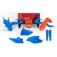 sada plastů KTM (speciální edice Troy Lee Designs), RTECH (modro-oranžovo-černá, 7 dílů, vč. chráničů vidlic) sada plastů KTM (speciální edice Troy Lee Designs), RTECH (modro-oranžovo-černá, 7 dílů, vč. chráničů vidlic)