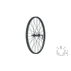 KELLYS Zapletené kolo přední KLS WASPER V-brake F, 24", black KELLYS Zapletené kolo přední KLS WASPER V-brake F, 24", black