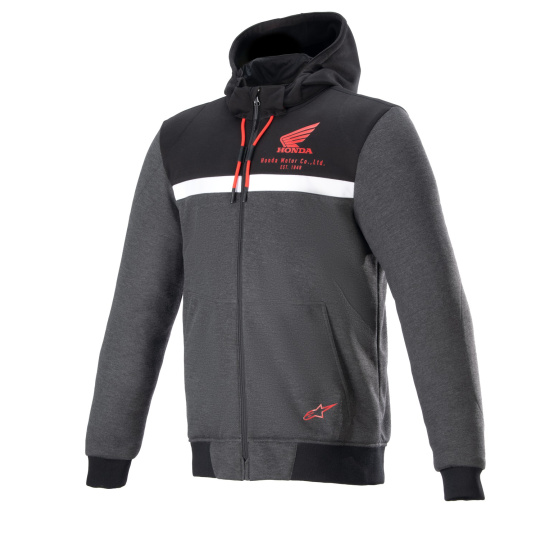 bunda CHROME STREET HOODIE HONDA kolekce, ALPINESTARS (černá/šedá/červená) 2024