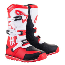 boty TECH TRIAL, ALPINESTARS (bílá/červená fluo/černá) 2025 boty TECH TRIAL, ALPINESTARS (bílá/červená fluo/černá) 2025