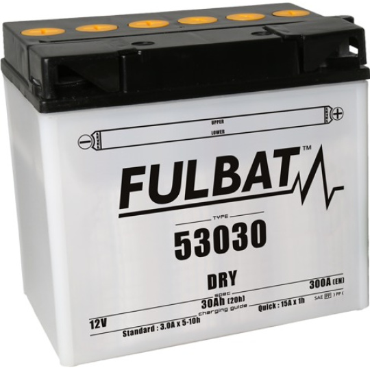 baterie 12V, 53030, 30Ah, 300A, pravá, konvenční 186x130x171, FULBAT (vč. balení elektrolytu)