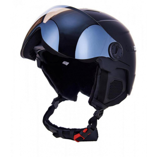 helma BLIZZARD Double Visor ski helmet, black matt, big logo, smoke lens, mirror, AKCE