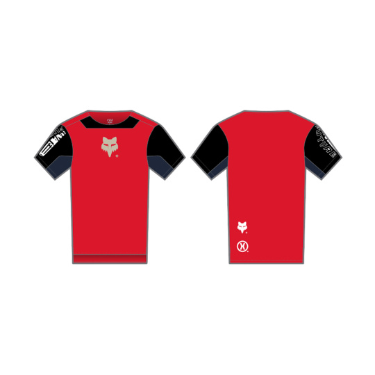 Dětský dres Fox Yth Defend Ss Jersey Elevated  Fluorescent Red