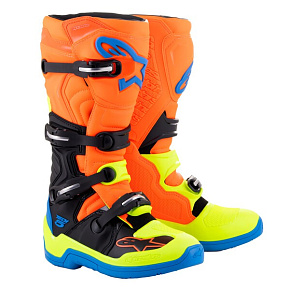 boty TECH 5, ALPINESTARS (oranžová fluo/žlutá fluo/modrá/černá) boty TECH 5, ALPINESTARS (oranžová fluo/žlutá fluo/modrá/černá)