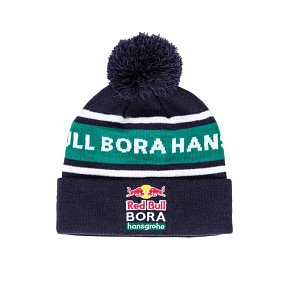 Zimní čepice s bambulí Red Bull Bora Hansgrohe tmavě modrá s logem Zimní čepice s bambulí Red Bull Bora Hansgrohe tmavě modrá s logem