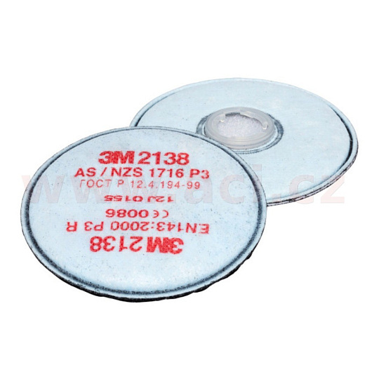 3M™ sada 2 kusů filtrů proti částicím řady 2000, provedení 2138, úroveň ochrany P3 R + aktivní uhlí