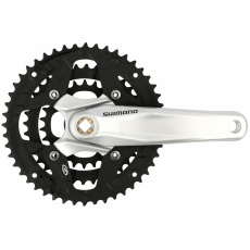 kliky SHIMANO Alivio FC-M431-S 170mm, 48-38-28 zubů, stříbrné, bez krytu, 9 speed, pro osu čtyřhran