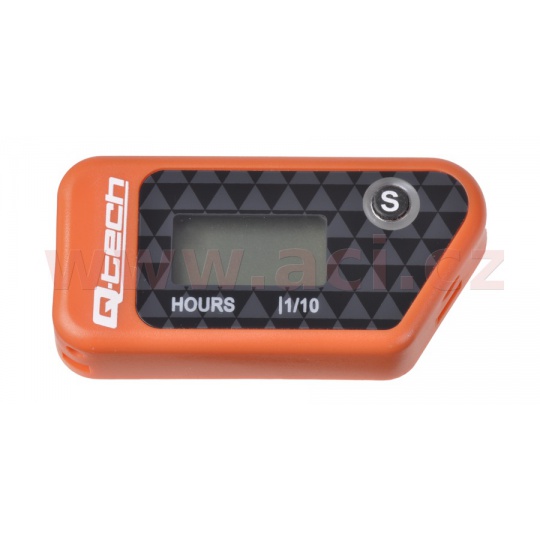 měřič motohodin bezdrátový s nulovatelným počítadlem, Q-TECH (oranžový)