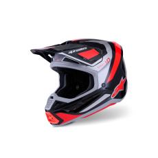 přilba SM7 RISE, ALPINESTARS (černá/stříbrná/červená fluo) 2026