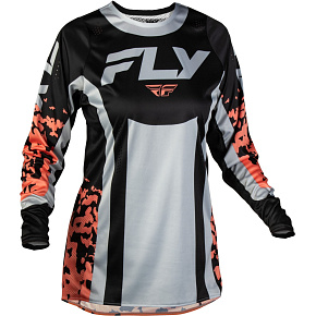 dres LITE FLAKE, FLY RACING - USA 2027 dámský (černá/šedá/coral)