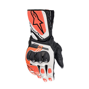 rukavice SP-8, ALPINESTARS (bílé/červené fluo/černé) 2026 rukavice SP-8, ALPINESTARS (bílé/červené fluo/černé) 2026