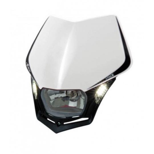 Maska na moto RTECH V-FACE LED černo/bílá