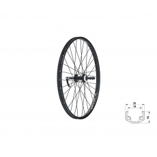 KELLYS Zapletené kolo zadní KLS WASPER FREEWHEEL V-brake R, 24", black