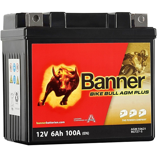 baterie AGM PLUS 12V, BGTZ7-S, 6Ah, 100A, BANNER Bike Bull AGM PLUS 113x70x105