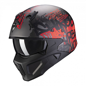 Moto přilba SCORPION COVERT-X WALL matná tmavě stříbrno/červená Moto přilba SCORPION COVERT-X WALL matná tmavě stříbrno/červená