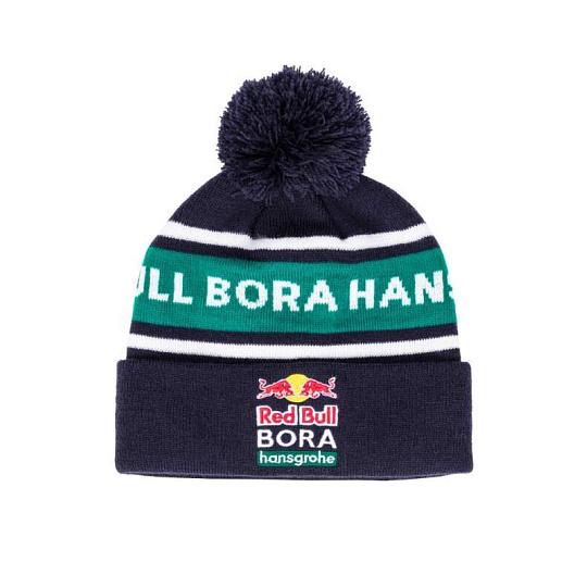 Dětská zimní čepice s bambulí Red Bull Bora Hansgrohe tmavě modrá