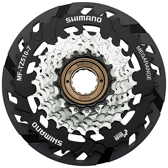 7-kolo SHIMANO MF-TZ510 14-34 zubů Megarange, s krytem paprsků, v krabičce