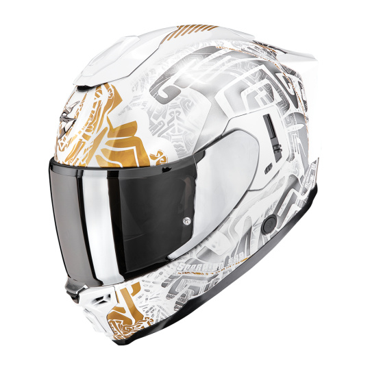 Moto přilba SCORPION EXO-1500 AIR APUS perleťově bílo/šedo/zlatá