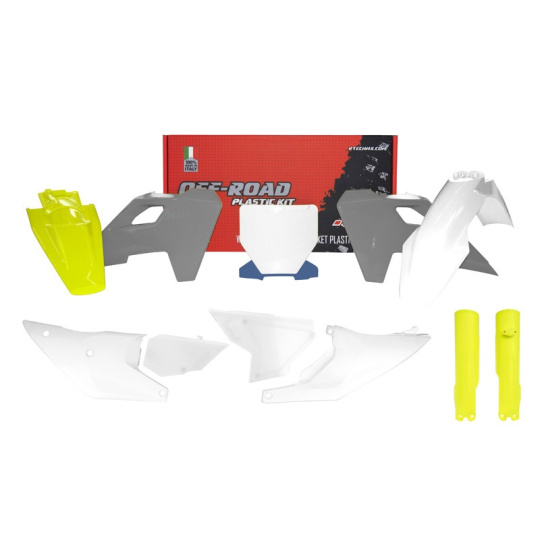 sada plastů HUSQVARNA, RTECH (bílo-šedo-žlutá, 8 dílů)