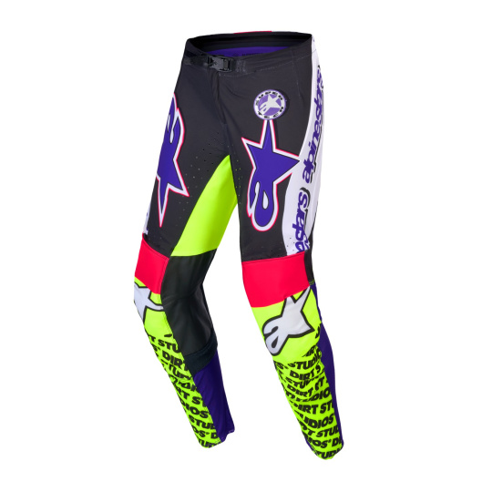 kalhoty SUPERTECH limitovaná edice DIRT STUDIOS, ALPINESTARS (bílá/fialová/růžová/žlutá fluo) 2025