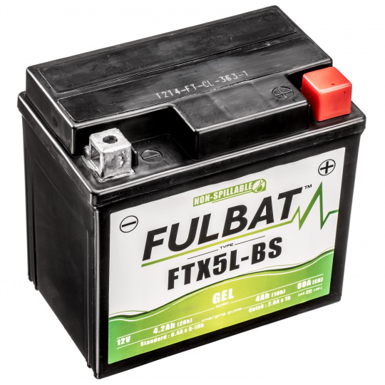 baterie 12V, YTX5L-BS / YTZ6S GEL, 12V, 5Ah, 90A, bezúdržbová GEL technologie 113x70x105 FULBAT (aktivovaná ve výrobě)