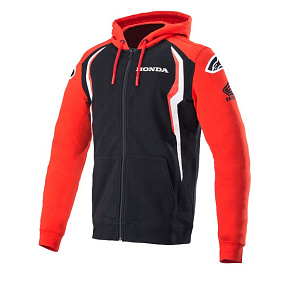 mikina na zip s kapucí HONDA, ALPINESTARS (červená/černá) mikina na zip s kapucí HONDA, ALPINESTARS (červená/černá)