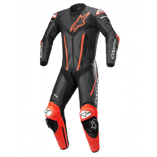 jednodílná kombinéza FUSION, TECH-AIR kompatibilní, ALPINESTARS (černá/červená fluo) 2024