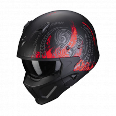 Moto přilba SCORPION COVERT-X TATTOO matná černo/červená