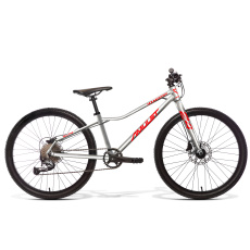 dětské kolo AMULET 24 Youngster, alu brushed transparent/red, 2023